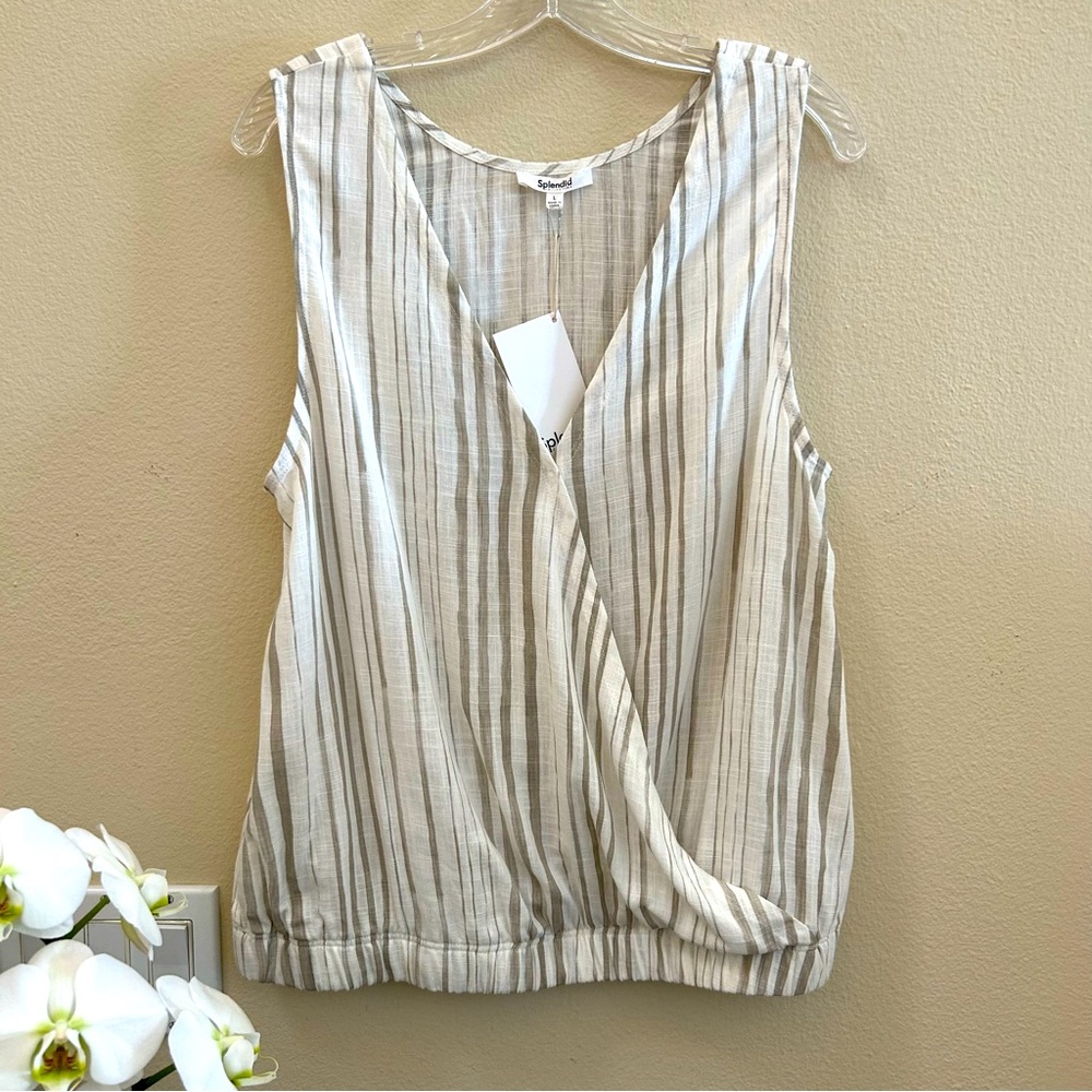Splendid NWT Striped Canyon Cross Tank Top Large Sleeveless - Summer - Picture 2 of 5